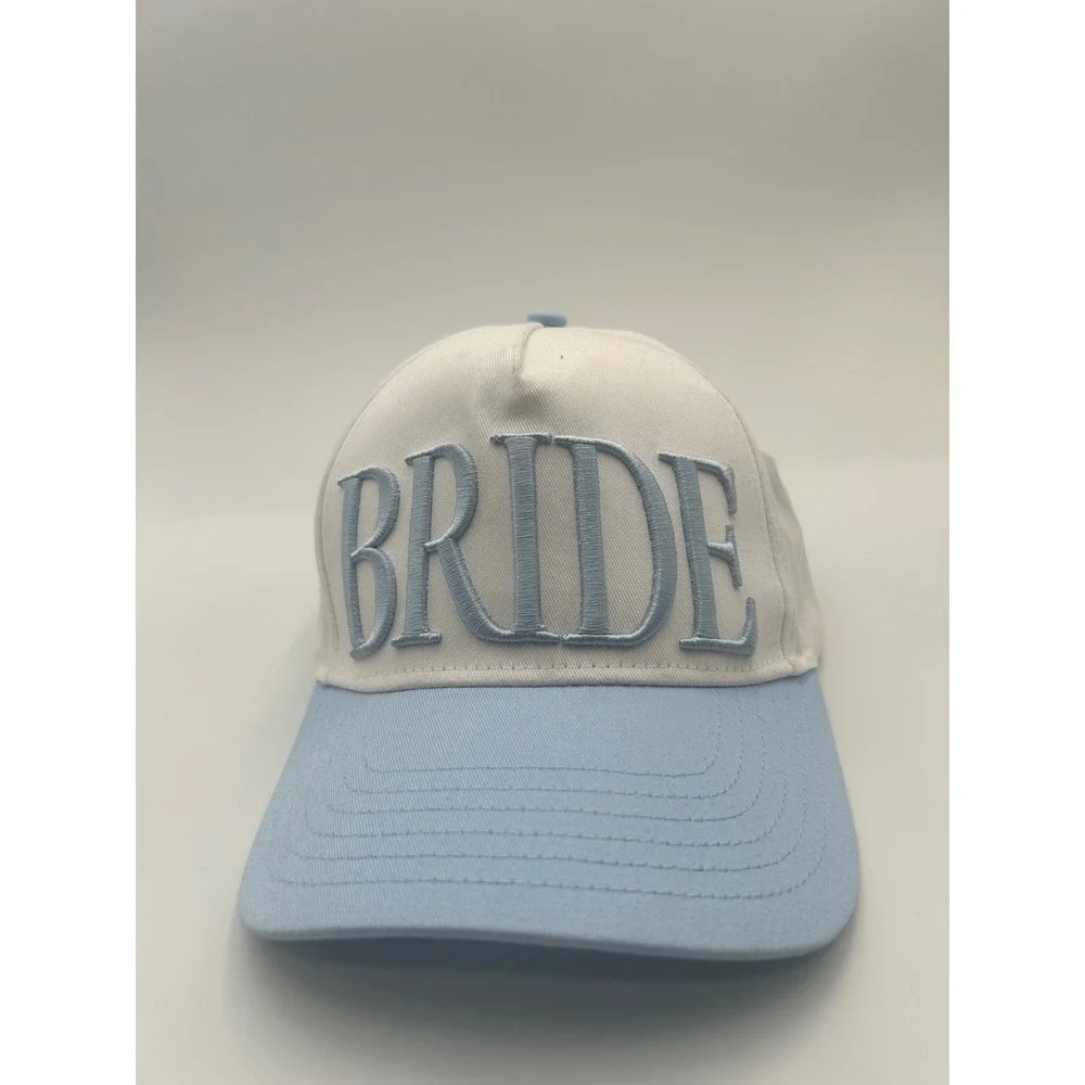 Bride Baseball Cap Baby Blue White Embroidered Snapback Hat Bachelorette Wedding